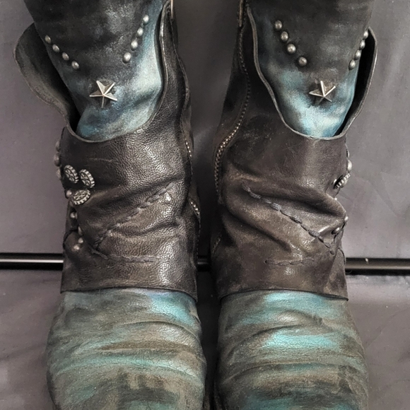 A.S.98 Shoes - A.S.98 Black and Teal Heeled Boots